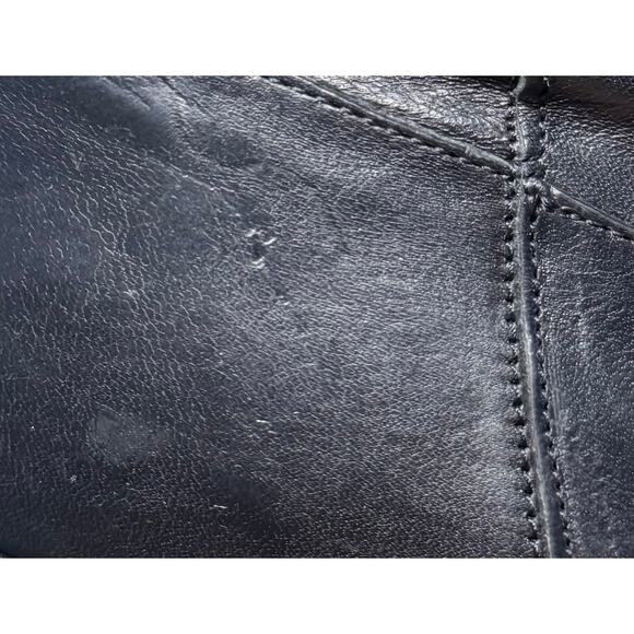 ZARA Black Leather Tall Buckle Boots | Square Toe Wedge Heel | Size 39 (US 8.5 - Picture 7 of 8